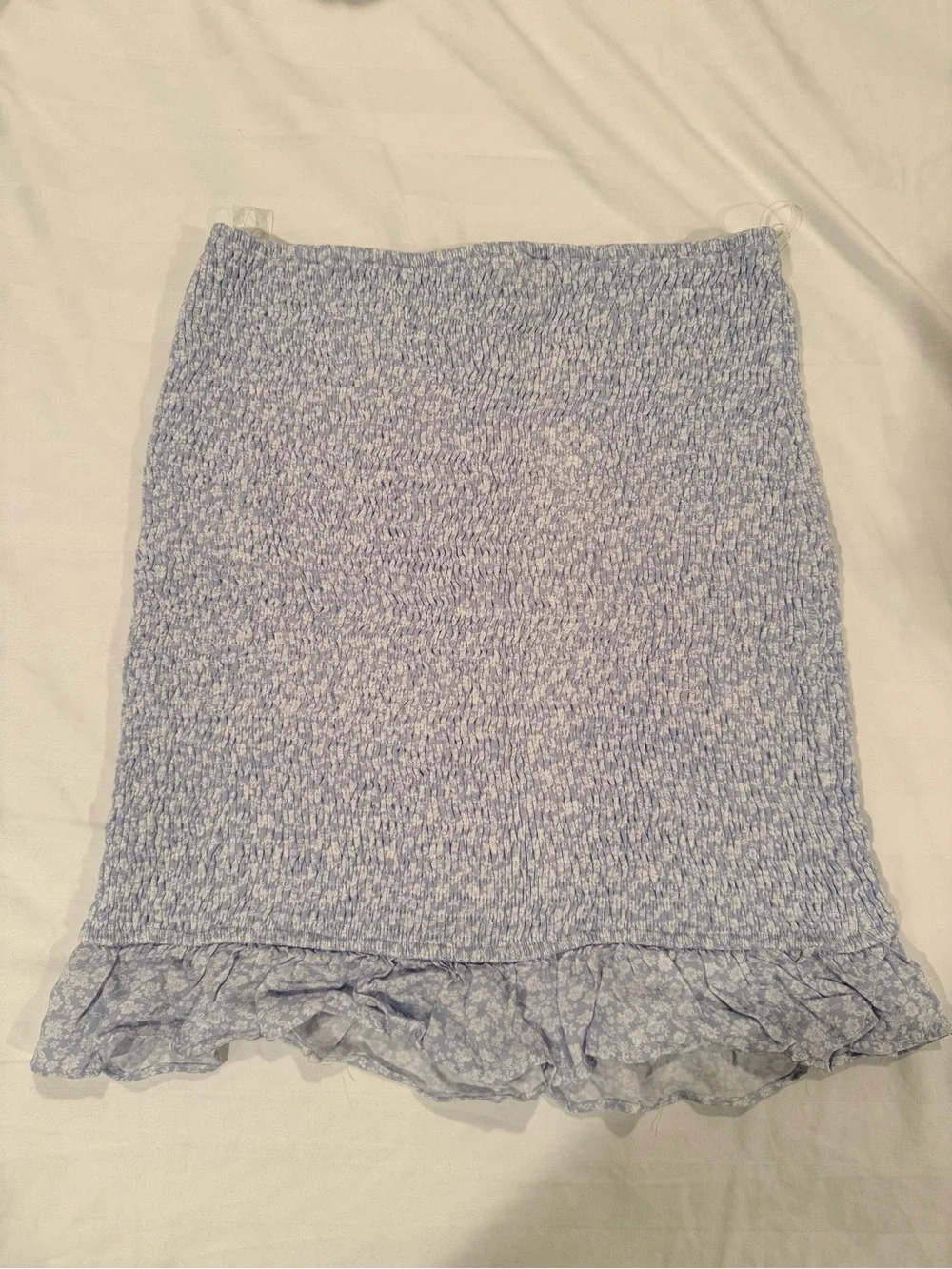 Blue Floral Puff-Sleeve Crop Top with matching skirt set